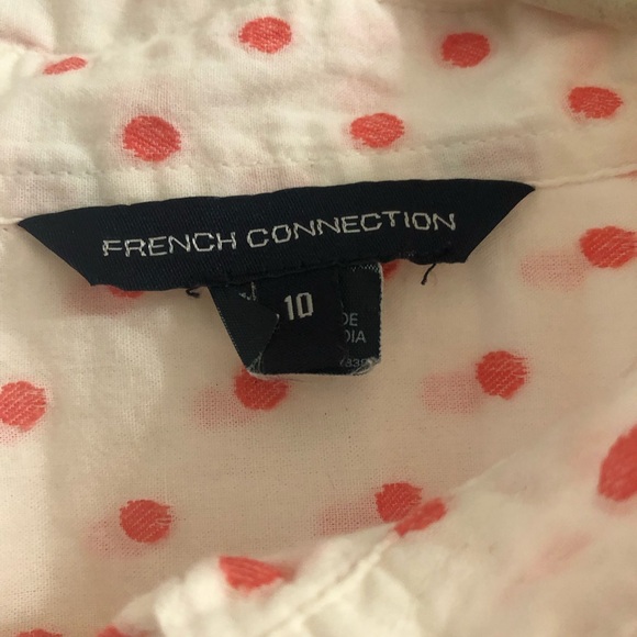 French Connection Polka Dot Pink Tie Front Top - Picture 3 of 3